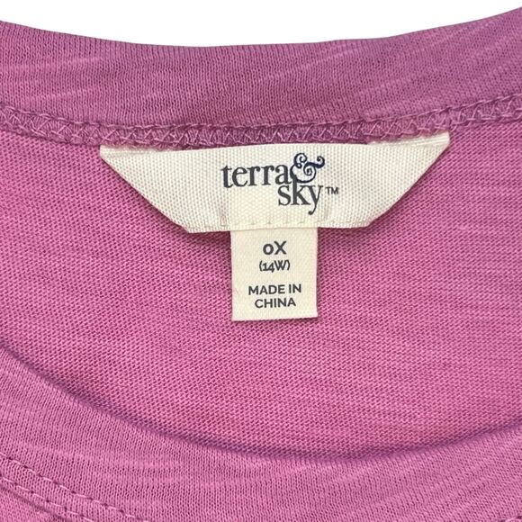 Terra & Sky Dress 0X Pink Tiered Ruffle Hem Cottagecore Trapeze Knit Sundress - Picture 8 of 12